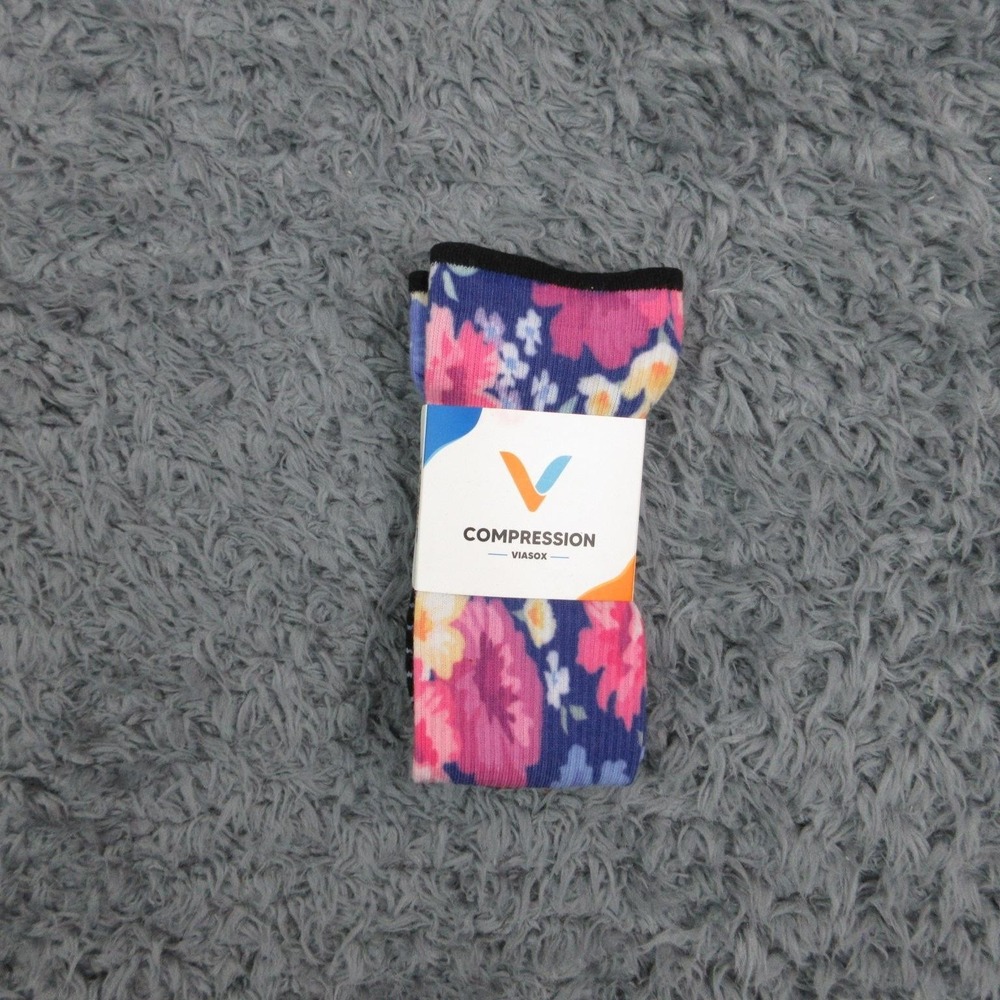 Viasox Socks Womens L Multicolor Knee High Compression Bamboo Polyester NWT